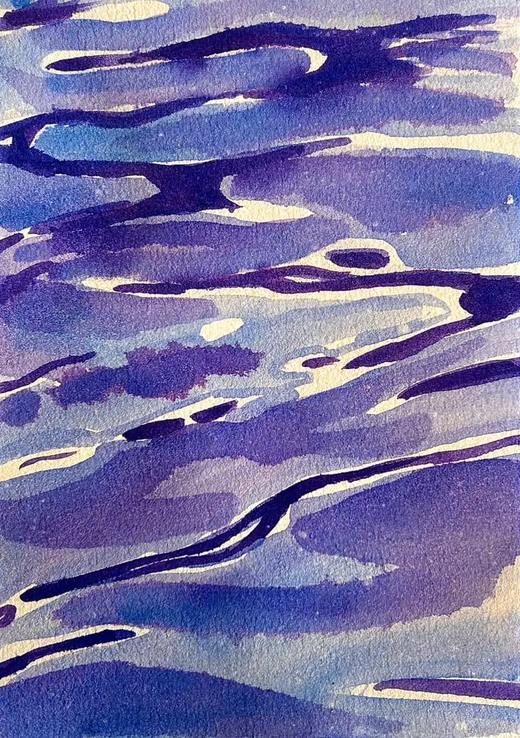 Water, study 1 of 5: layered purple and indigo ripples.